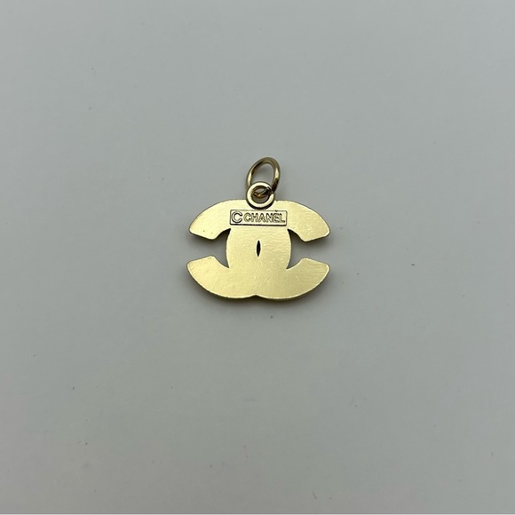 Chanel Charm / Zipper Pull with Rhinestones, Gold - Picture 2 of 3